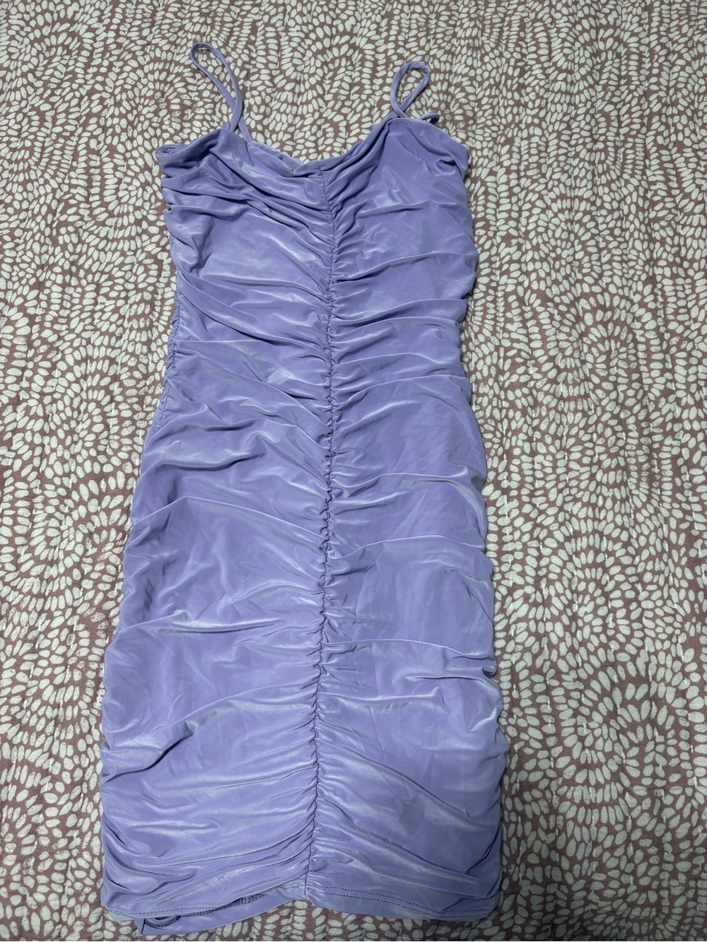 Lilac Ruched Mini Dress